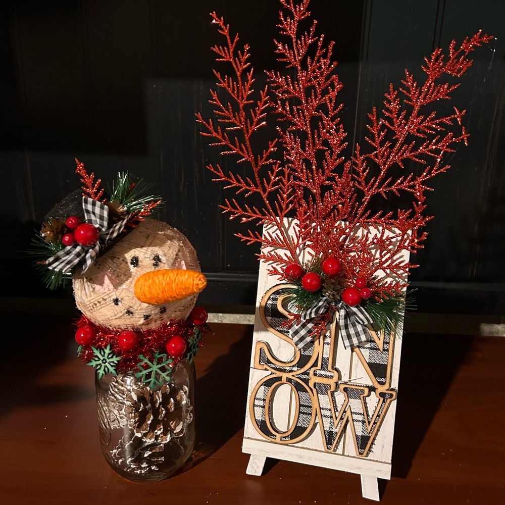 Handmade Winter Holiday Snowman Figurine